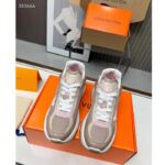 Louis Vuitton LV Unisex Run 55 Sneaker Beige Mix Materials Lifted Rubber Outsole - Image 6