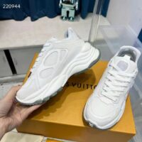 Louis Vuitton LV Unisex Run 55 Sneaker White Mix Materials Lifted Rubber Outsole 1ACGQN (3)