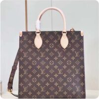 Louis Vuitton LV Unisex Sac Plat PM Monogram Coated Canvas Natural Cowhide Leather Textile Lining (8)