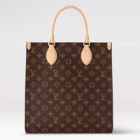 Louis Vuitton LV Unisex Sac Plat PM Monogram Coated Canvas Natural Cowhide Leather Textile Lining (8)