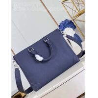 Louis Vuitton LV Unisex Slim Briefcase NV Navy Blue Taiga Cowhide Leather Palladium-Color Hardware (10)