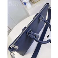 Louis Vuitton LV Unisex Slim Briefcase NV Navy Blue Taiga Cowhide Leather Palladium-Color Hardware (10)