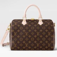 Louis Vuitton LV Unisex Speedy Bandoulière 30 Monogram Coated Canvas Natural Cowhide Leather (11)