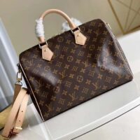 Louis Vuitton LV Unisex Speedy Bandoulière 30 Monogram Coated Canvas Natural Cowhide Leather (11)