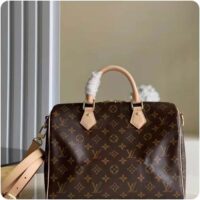 Louis Vuitton LV Unisex Speedy Bandoulière 30 Monogram Coated Canvas Natural Cowhide Leather (11)