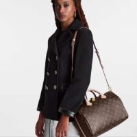 Louis Vuitton LV Unisex Speedy Bandoulière 30 Monogram Coated Canvas Natural Cowhide Leather (11)