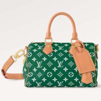 Louis Vuitton LV Unisex Speedy P9 Bandoulière 25 Green Soft Calfskin Natural Cowhide-Leather