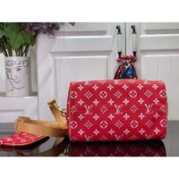 Louis Vuitton LV Unisex Speedy P9 Bandoulière 25 Red Soft Calfskin Natural Cowhide-Leather (16)