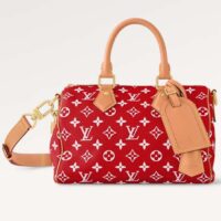 Louis Vuitton LV Unisex Speedy P9 Bandoulière 25 Red Soft Calfskin Natural Cowhide-Leather (16)