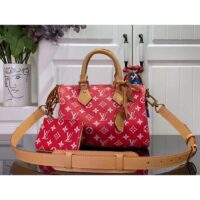 Louis Vuitton LV Unisex Speedy P9 Bandoulière 25 Red Soft Calfskin Natural Cowhide-Leather (16)