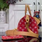 Louis Vuitton LV Unisex Speedy P9 Bandoulière 25 Red Soft Calfskin Natural Cowhide-Leather - Image 6