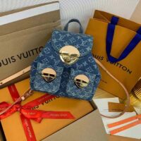 Louis Vuitton LV Unisex Venice Denim Blue GOTS Certified Cotton Monogram Denim Canvas (8)