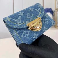 Louis Vuitton LV Unisex Victorine Wallet Denim Blue GOTS Monogram Denim Canvas Natural Cowhide Leather (4)
