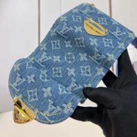 Louis Vuitton LV Unisex Victorine Wallet Denim Blue GOTS Monogram Denim Canvas Natural Cowhide Leather (4)