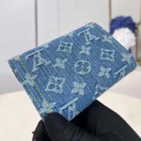 Louis Vuitton LV Unisex Victorine Wallet Denim Blue GOTS Monogram Denim Canvas Natural Cowhide Leather (4)