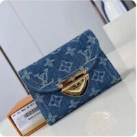 Louis Vuitton LV Unisex Victorine Wallet Denim Blue GOTS Monogram Denim Canvas Natural Cowhide Leather (4)