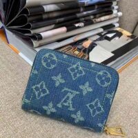 Louis Vuitton LV Unisex Zippy Coin Purse Denim Blue GOTS Certified Cotton Monogram Denim (5)