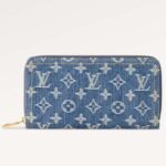 Louis Vuitton LV Unisex Zippy Wallet Purse Denim Blue GOTS Certified Cotton Monogram Denim