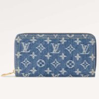 Louis Vuitton LV Unisex Zippy Wallet Purse Denim Blue GOTS Certified Cotton Monogram Denim (2)