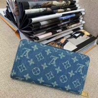 Louis Vuitton LV Unisex Zippy Wallet Purse Denim Blue GOTS Certified Cotton Monogram Denim (2)