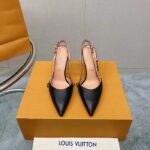 Louis Vuitton LV Women Blossom Slingback Pump Black Lambskin Cowhide Leather 7.5 CM Heel - Image 5