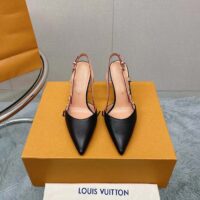 Louis Vuitton LV Women Blossom Slingback Pump Black Lambskin Cowhide Leather 7.5 CM Heel (6)