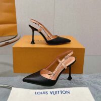 Louis Vuitton LV Women Blossom Slingback Pump Black Lambskin Cowhide Leather 7.5 CM Heel (6)