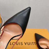 Louis Vuitton LV Women Blossom Slingback Pump Black Lambskin Cowhide Leather 7.5 CM Heel (6)