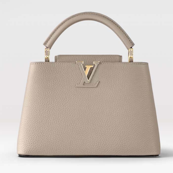 Louis Vuitton LV Women Capucines BB Handbag Galet Gray Taurillon Leather