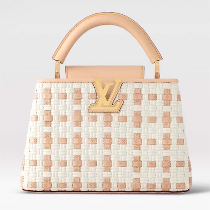 Louis Vuitton LV Women Capucines BB White Coated Canvas Cowhide Leather