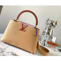 Louis Vuitton LV Women Capucines MM Handbag Arizona Brown Cognac Taurillon Cowhide Leather (6)