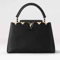 Louis Vuitton LV Women Capucines MM Handbag Black Taurillon Calf Leather (10)