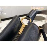 Louis Vuitton LV Women Capucines MM Handbag Black Taurillon Calf Leather - Image 9