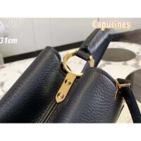 Louis Vuitton LV Women Capucines MM Handbag Black Taurillon Calf Leather (10)