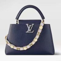 Louis Vuitton LV Women Capucines MM Handbag Navy Blue Taurillon Leather M23199 (1)