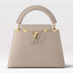 Louis Vuitton LV Women Capucines Mini Handbag Galet Taurillon Leather