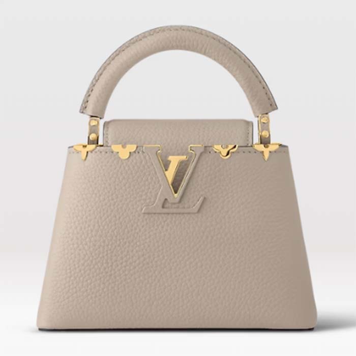 Louis Vuitton LV Women Capucines Mini Handbag Galet Taurillon Leather