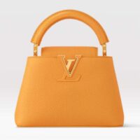 Louis Vuitton LV Women Capucines Mini Handbag Ocre Orange Taurillon Cowhide Leather (10)