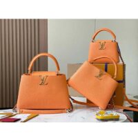 Louis Vuitton LV Women Capucines Mini Handbag Ocre Orange Taurillon Cowhide Leather (10)