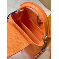 Louis Vuitton LV Women Capucines Mini Handbag Ocre Orange Taurillon Cowhide Leather (10)