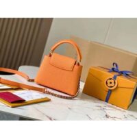 Louis Vuitton LV Women Capucines Mini Handbag Ocre Orange Taurillon Cowhide Leather (10)