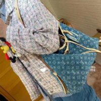 Louis Vuitton LV Women CarryAll MM Denim Blue GOTS Certified Cotton Monogram Denim Canvas (5)