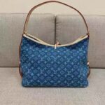 Louis Vuitton LV Women CarryAll MM Denim Blue GOTS Certified Cotton Monogram Denim Canvas - Imagen 4