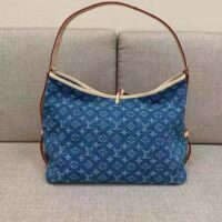 Louis Vuitton LV Women CarryAll MM Denim Blue GOTS Certified Cotton Monogram Denim Canvas (5)