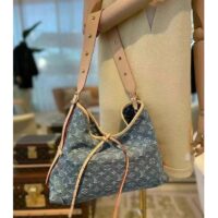 Louis Vuitton LV Women CarryAll MM Denim Blue GOTS Certified Cotton Monogram Denim Canvas (5)