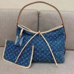 Louis Vuitton LV Women CarryAll MM Denim Blue GOTS Certified Cotton Monogram Denim Canvas - Imagen 3