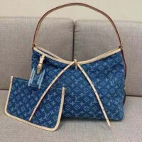 Louis Vuitton LV Women CarryAll MM Denim Blue GOTS Certified Cotton Monogram Denim Canvas (5)