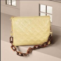 Louis Vuitton LV Women Coussin BB Handbag Chic Yellow Varnished Calfskin Lambskin Cowhide-Leather M24560 (6)