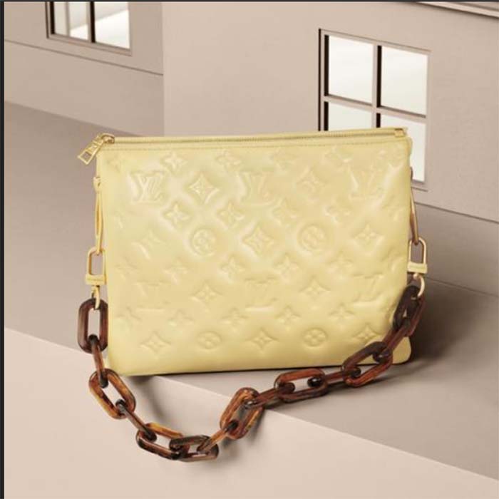 Louis Vuitton LV Women Coussin BB Handbag Chic Yellow Varnished Calfskin Lambskin Cowhide-Leather M24560 (7)