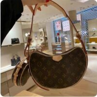 Louis Vuitton LV Women Croissant MM Monogram Coated Canvas Natural Cowhide-Leather M46828 (5)